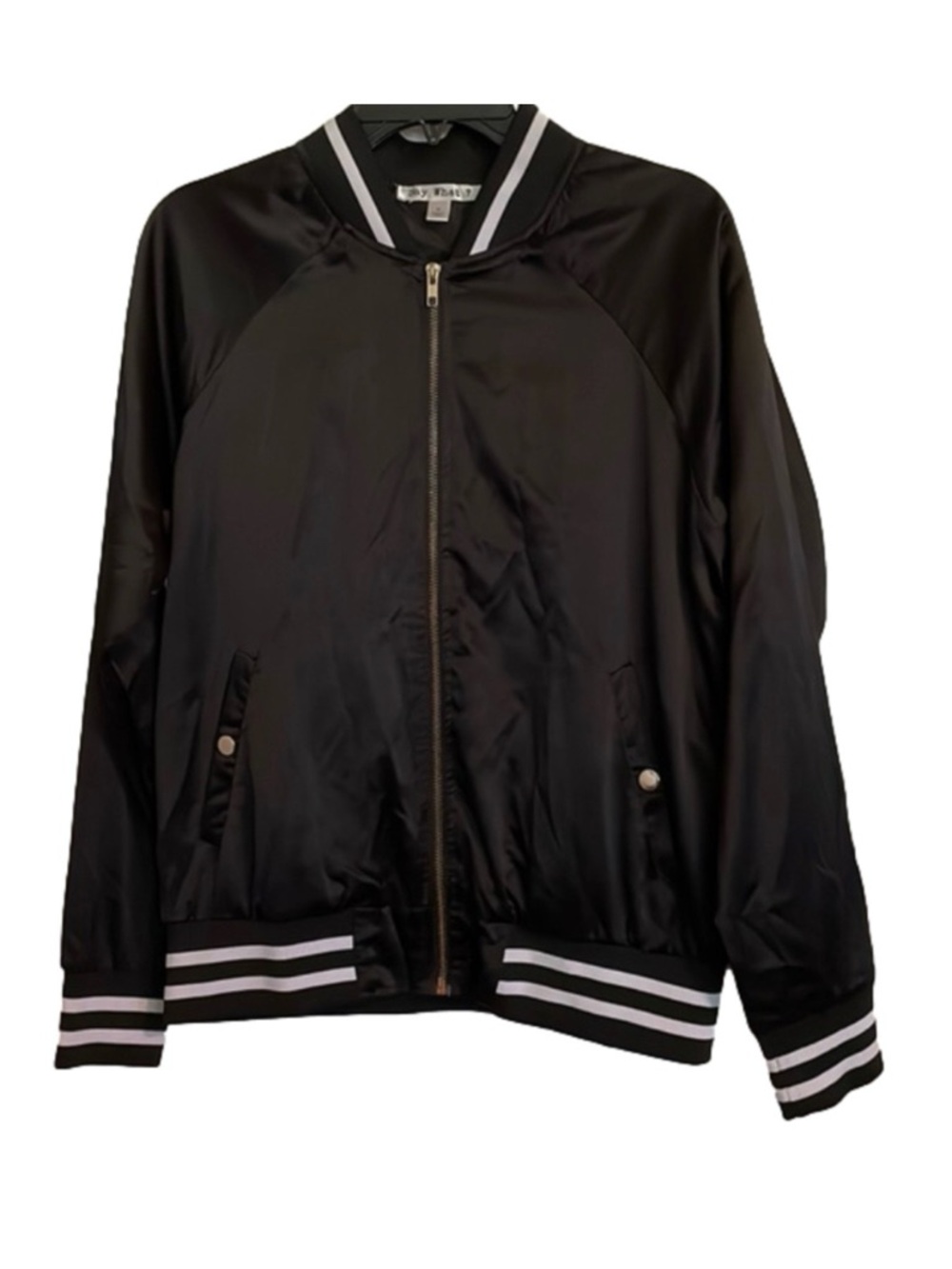 SAY WHAT ? Front Zip Lined Track Jacket Women’s M Black White